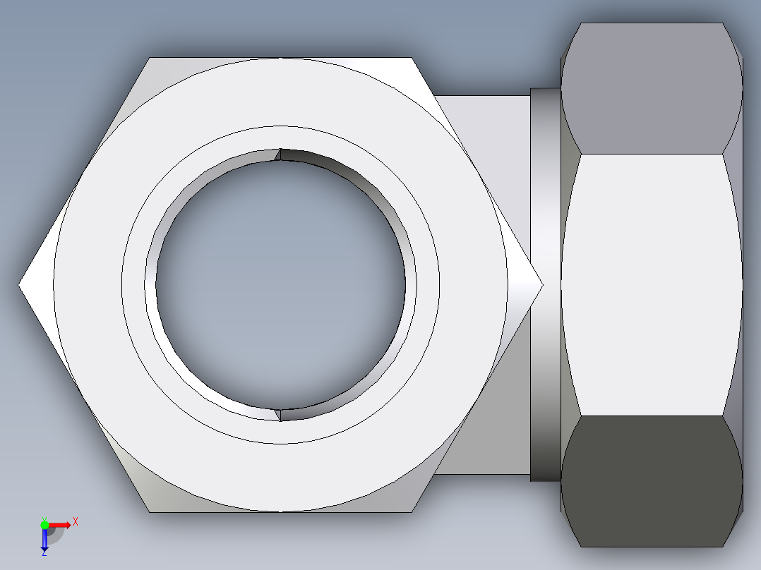 卡套式工业通用硬管接头EO_Adjustable_locknut_run_tee_LEE42ZLRCF俯视图