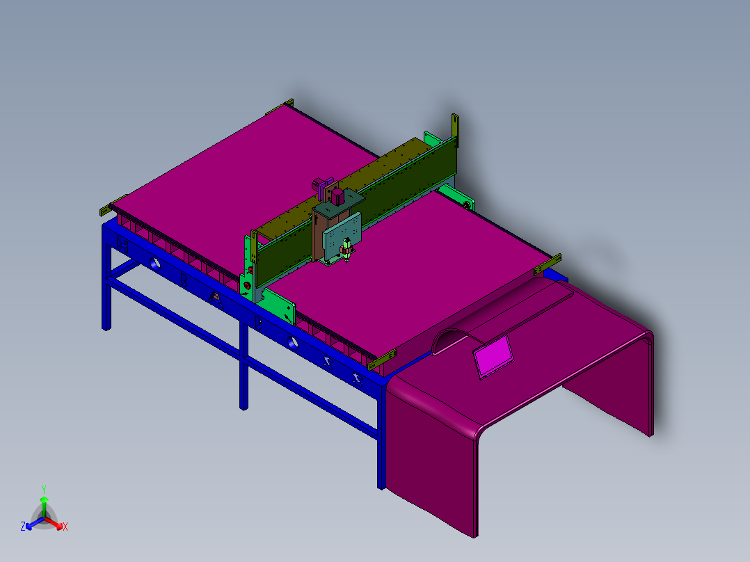 大型高密度板雕塑模具机正等轴测图