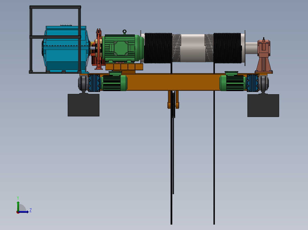 车间起重机天车sw23可编辑左视图