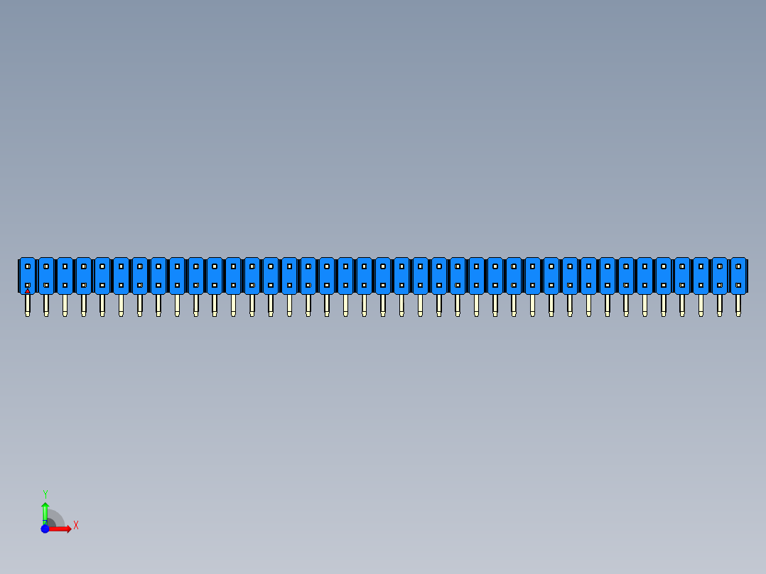 彩色公排针 100mil 2.54mm 系列-DS1022_blue_2x39p_100mil_TypeD_rev1.0前视图
