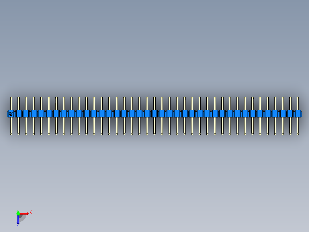 彩色公排针 100mil 2.54mm 系列-DS1022_blue_2x39p_100mil_TypeD_rev1.0俯视图