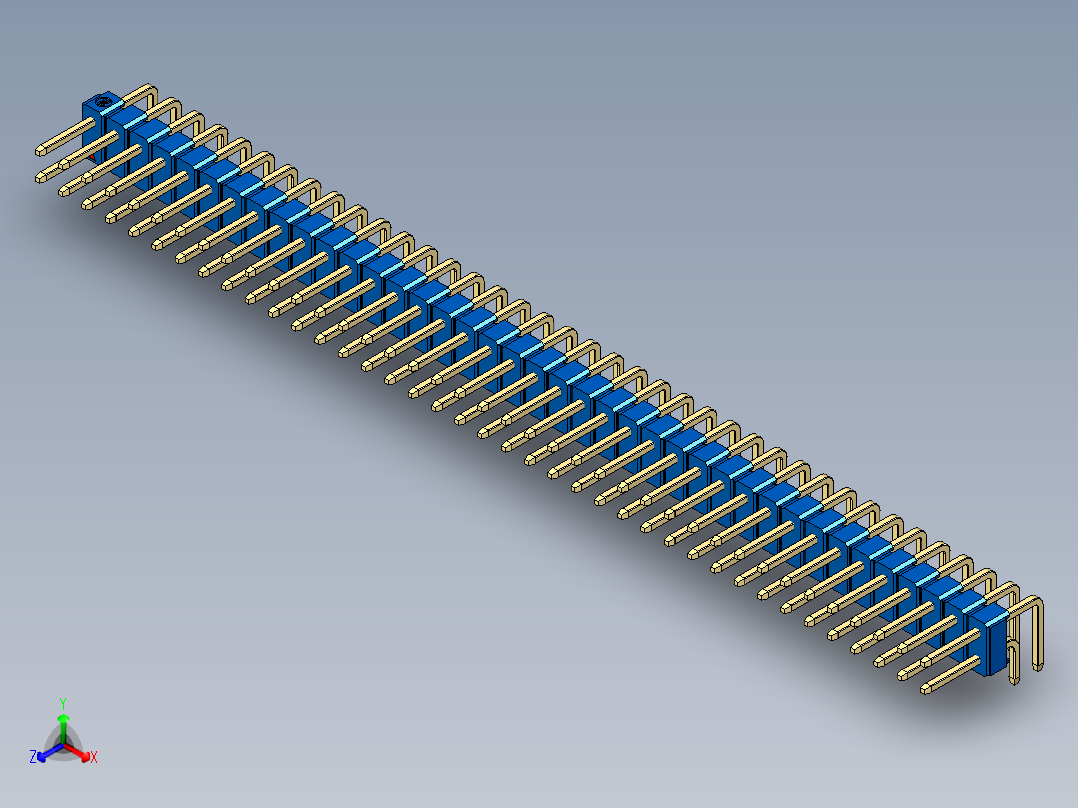 彩色公排针 100mil 2.54mm 系列-DS1022_blue_2x39p_100mil_TypeD_rev1.0正等轴测图