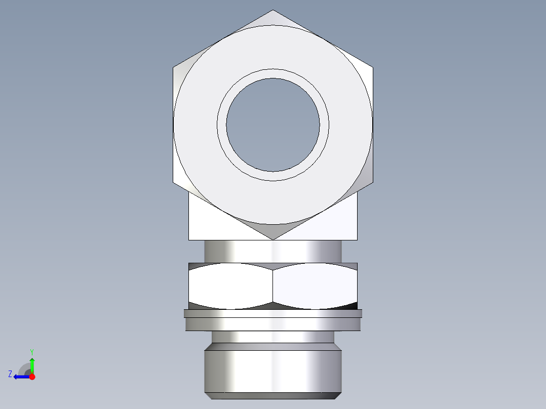 卡套式工业通用硬管接头EO_Adjustable_locknut_branch_tee_TEE18ZLMCF右视图