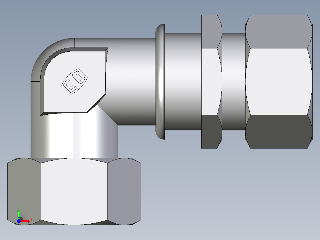 卡套式工业通用硬管接头EO_Bulkhead_elbow_WSV30S71前视图