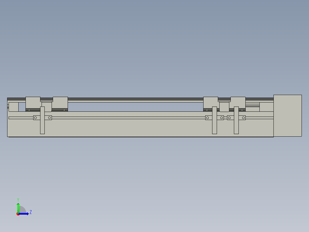 直线模组LHA6-S250-L-100W(16丝杆)设计图纸左视图