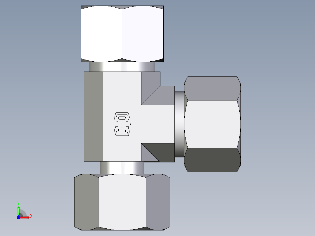 卡套式工业通用硬管接头EO_Standpipe_run_tee_EVL16SCF前视图