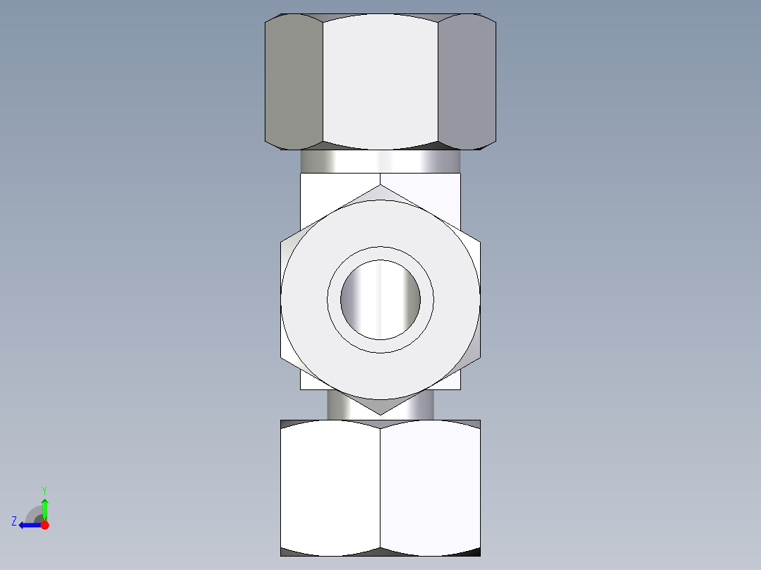 卡套式工业通用硬管接头EO_Standpipe_run_tee_EVL16SCF右视图