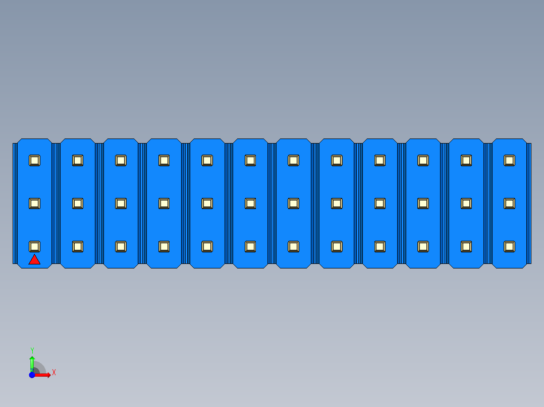 彩色公头100mil（2.54mm）系列-DS1021_blue_3x12p_100mil_Type43_rev1.0前视图