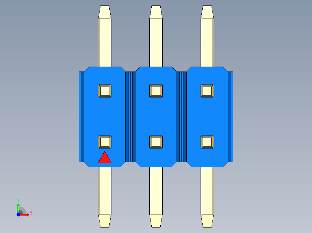 彩色公排针 100mil 2.54mm 系列-DS1022_blue_06p_100mil_TypeSMT_rev1.0前视图