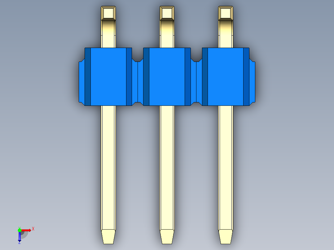 彩色公排针 100mil 2.54mm 系列-DS1022_blue_06p_100mil_TypeSMT_rev1.0俯视图