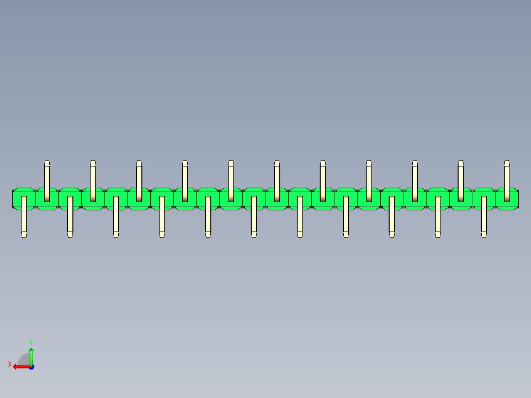 彩色公排针 100mil 2.54mm 系列-DS1022_green_22p_100mil_Type_SMT_R1_rev1.0后视图