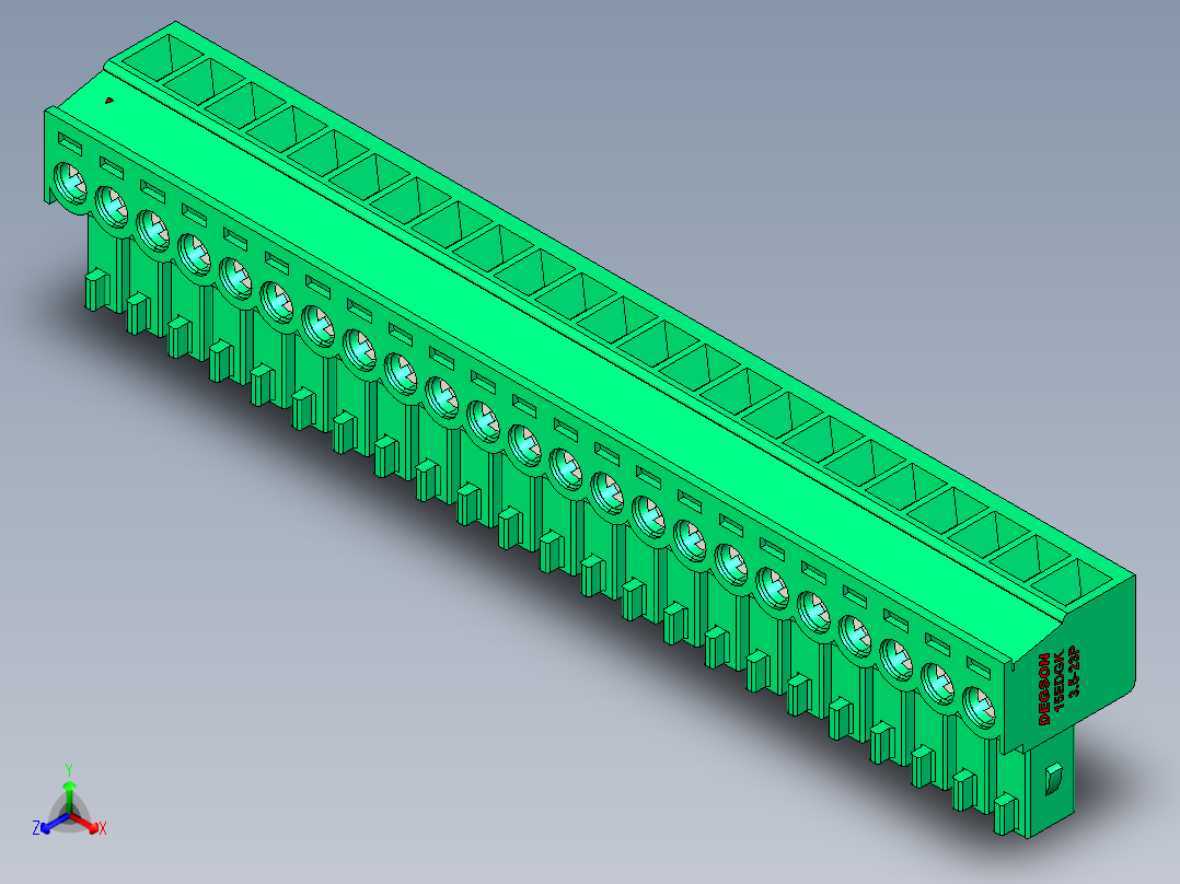 DEGSON 15EDG 系列 3.5mm 插拔式接线端子 FullPack-15EDGK-3.5-23P-14-00AH正等轴测图