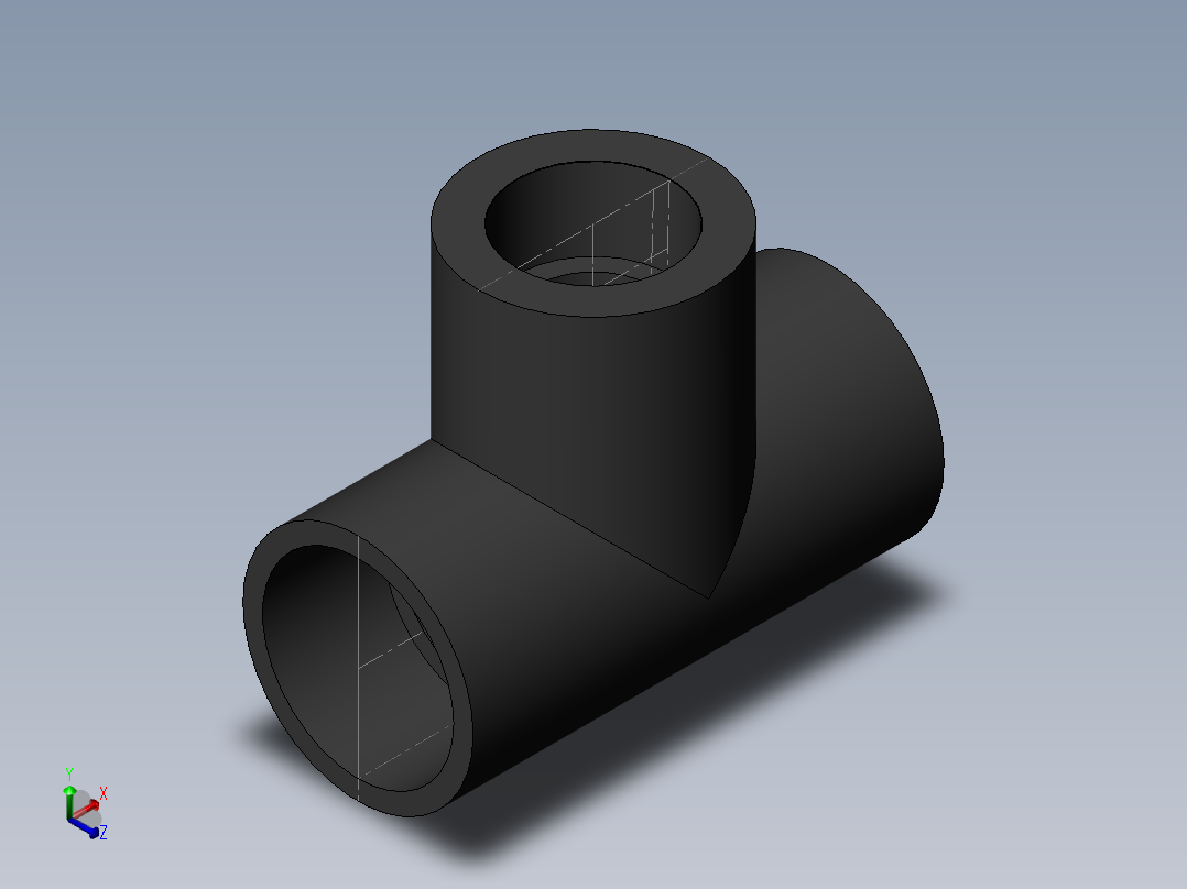 PVC管件-2x1.5in R-Tee正等轴测图