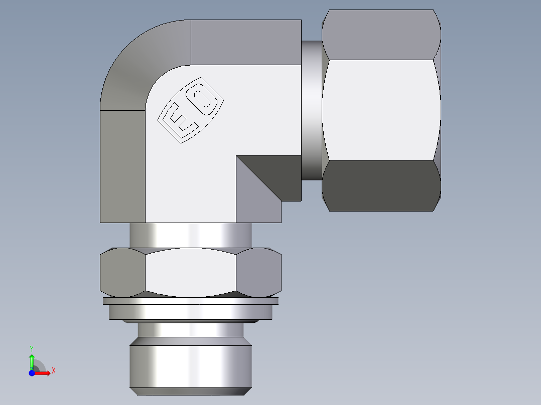 卡套式工业通用硬管接头EO_Adjustable_Locknut_elbow_WEE16ZSRCF前视图