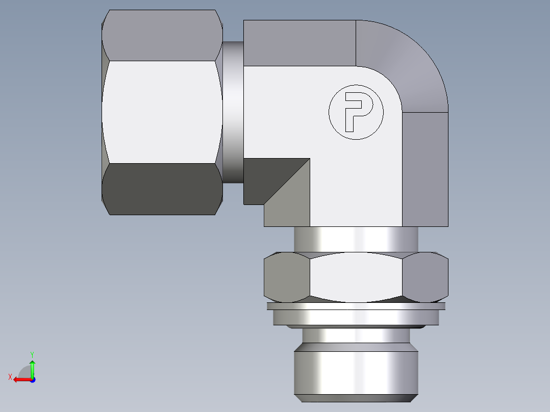 卡套式工业通用硬管接头EO_Adjustable_Locknut_elbow_WEE16ZSRCF后视图