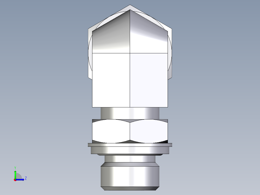 卡套式工业通用硬管接头EO_Adjustable_Locknut_elbow_WEE16ZSRCF左视图