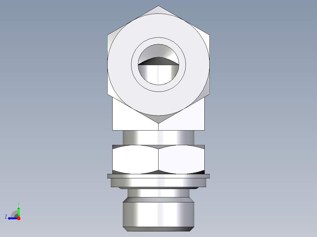 卡套式工业通用硬管接头EO_Adjustable_Locknut_elbow_WEE16ZSRCF右视图