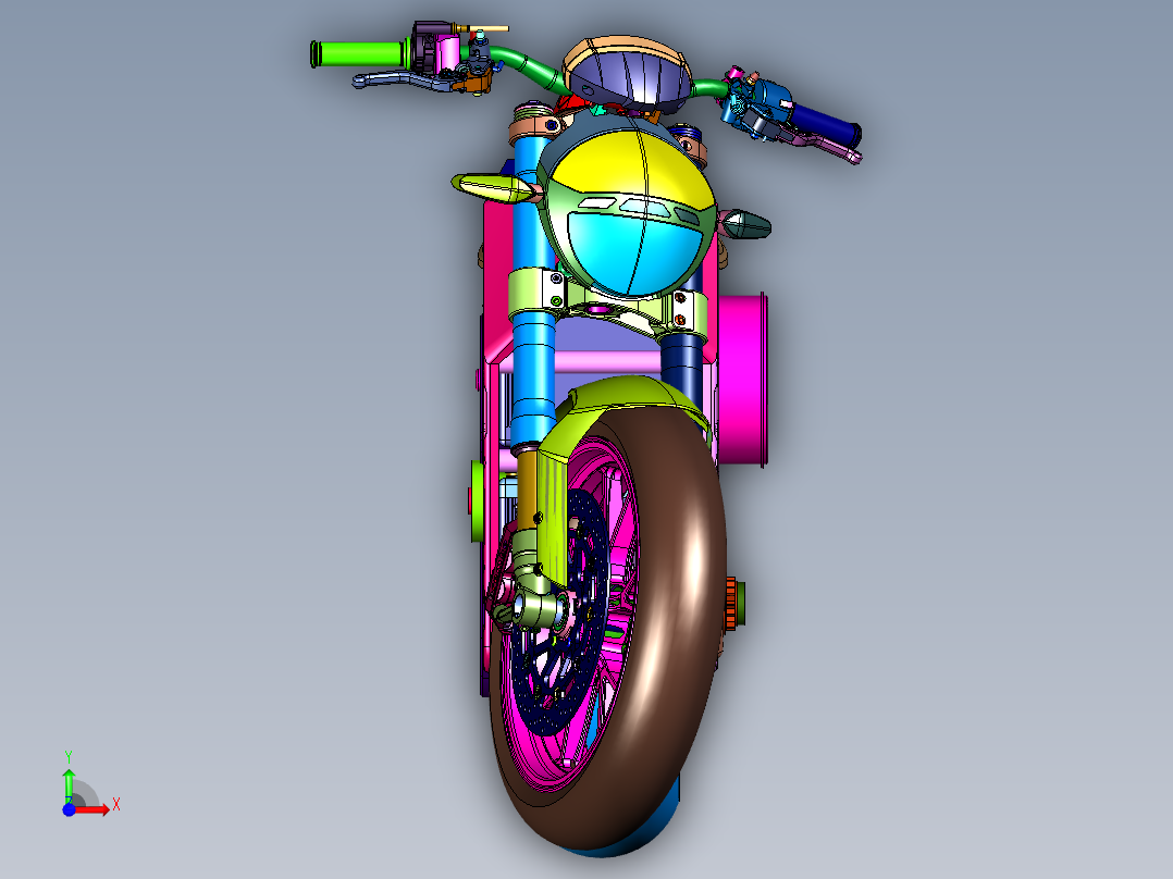 高速运动电驱摩托车前视图
