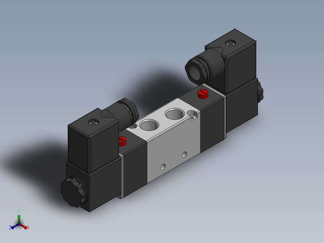 各种 电磁阀，油缸，气缸，汇流板 solidworks模型主视图