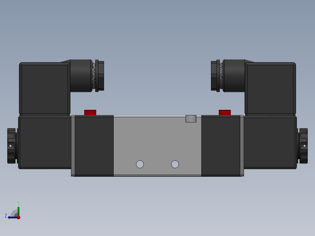 各种 电磁阀，油缸，气缸，汇流板 solidworks模型右视图