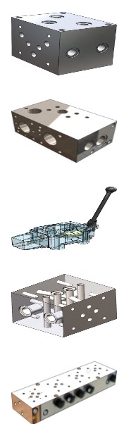 各种 电磁阀，油缸，气缸，汇流板 solidworks模型