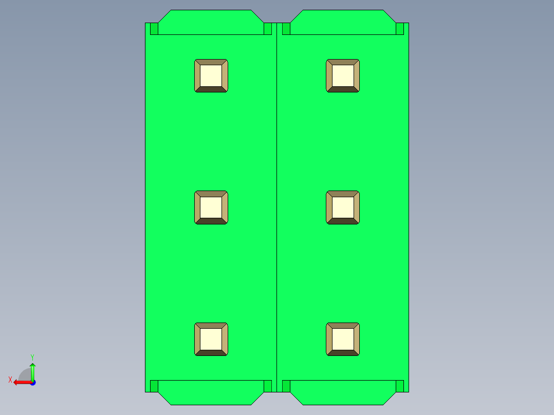 彩色公头100mil（2.54mm）系列-DS1021_green_3x02p_100mil_Type43_rev1.0后视图
