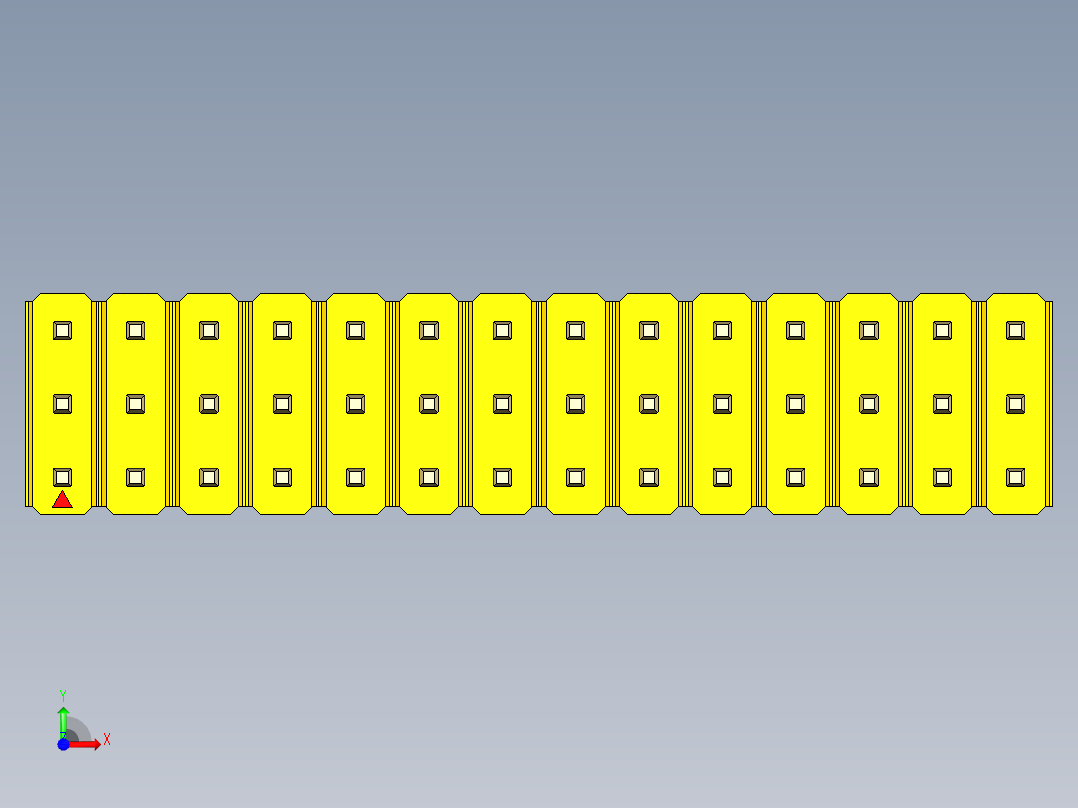 彩色公头100mil（2.54mm）系列-DS1021_yellow_3x14p_100mil_Type19_rev1.0前视图