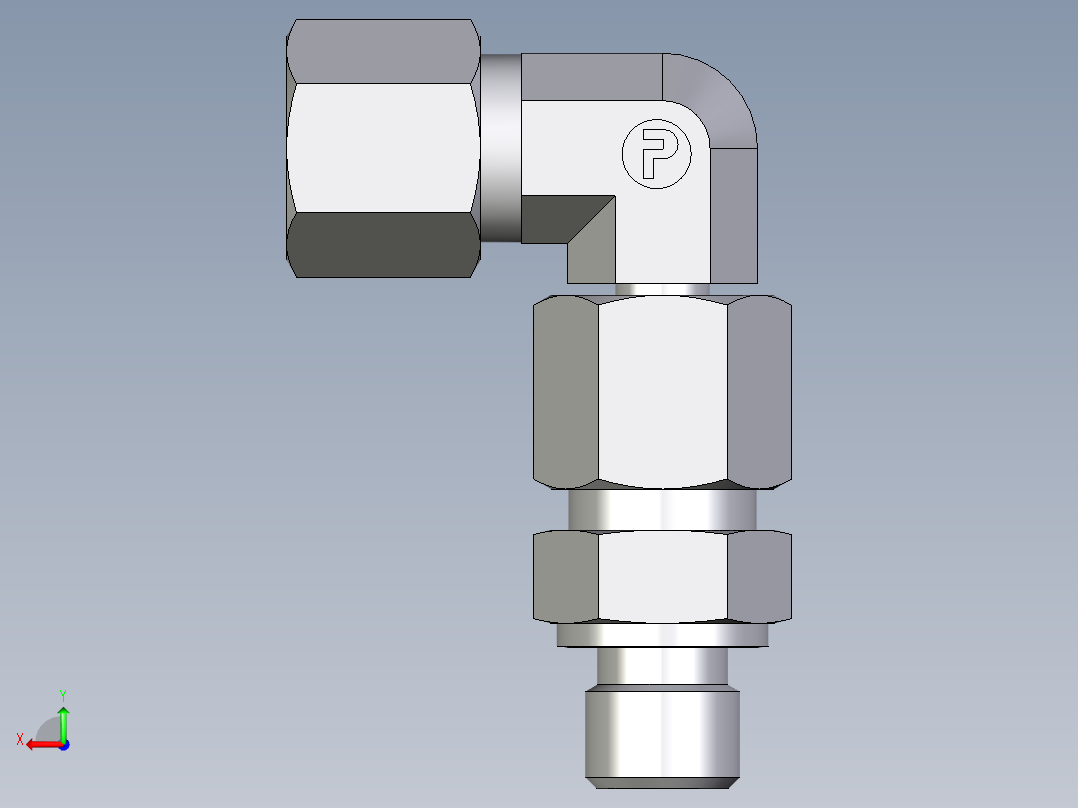 卡套式工业通用硬管接头EO_Assembled_adjustable_standpipe_elbow_EVW08SR71后视图