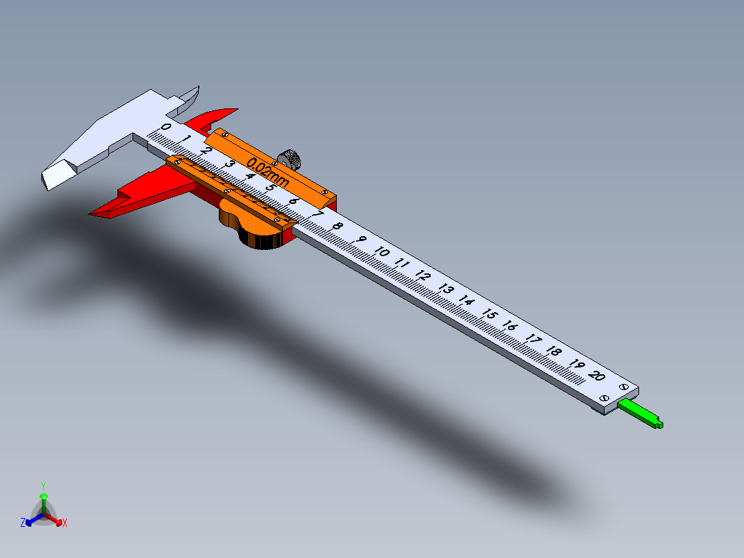 游标卡尺（0.02mm正等轴测图