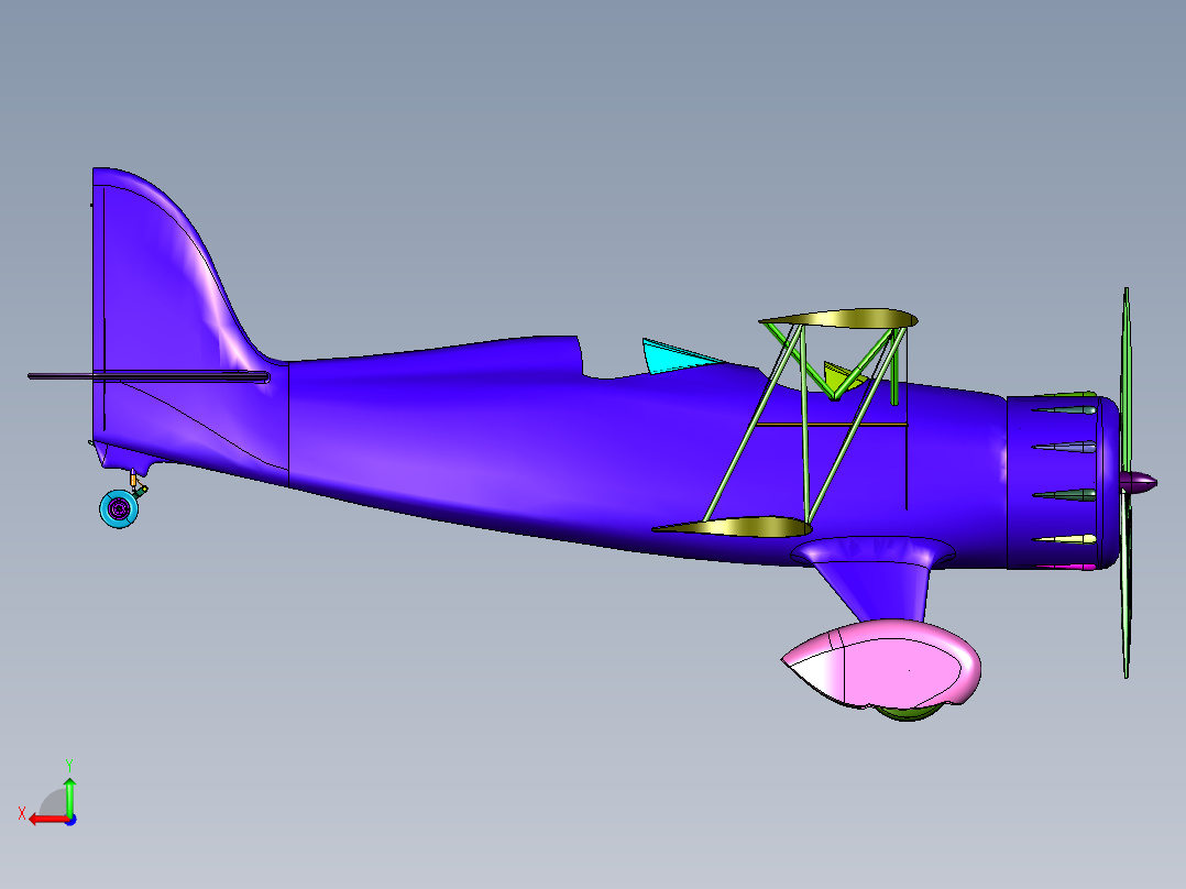 低速时代的天空双翼机右视图