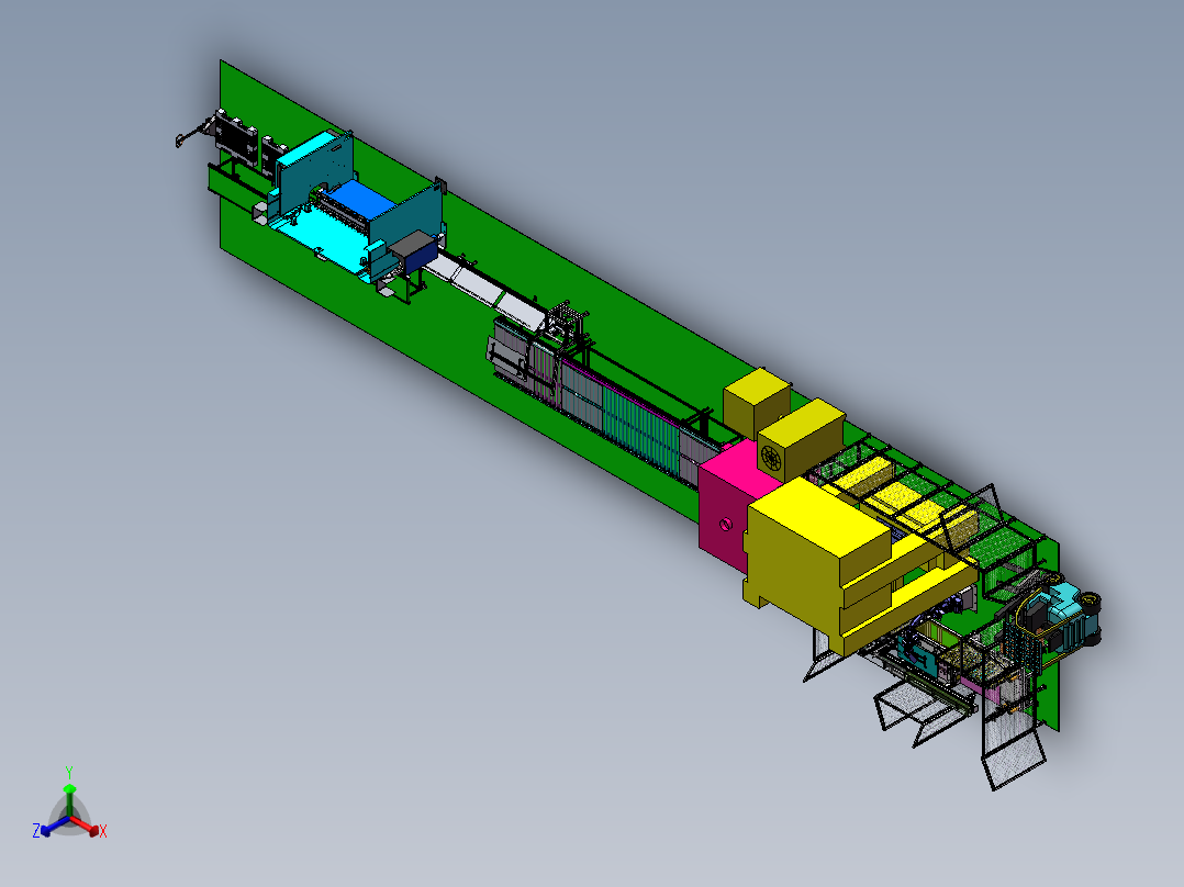 家电钣金冲压去毛刺折弯生产线sw18可编辑正等轴测图