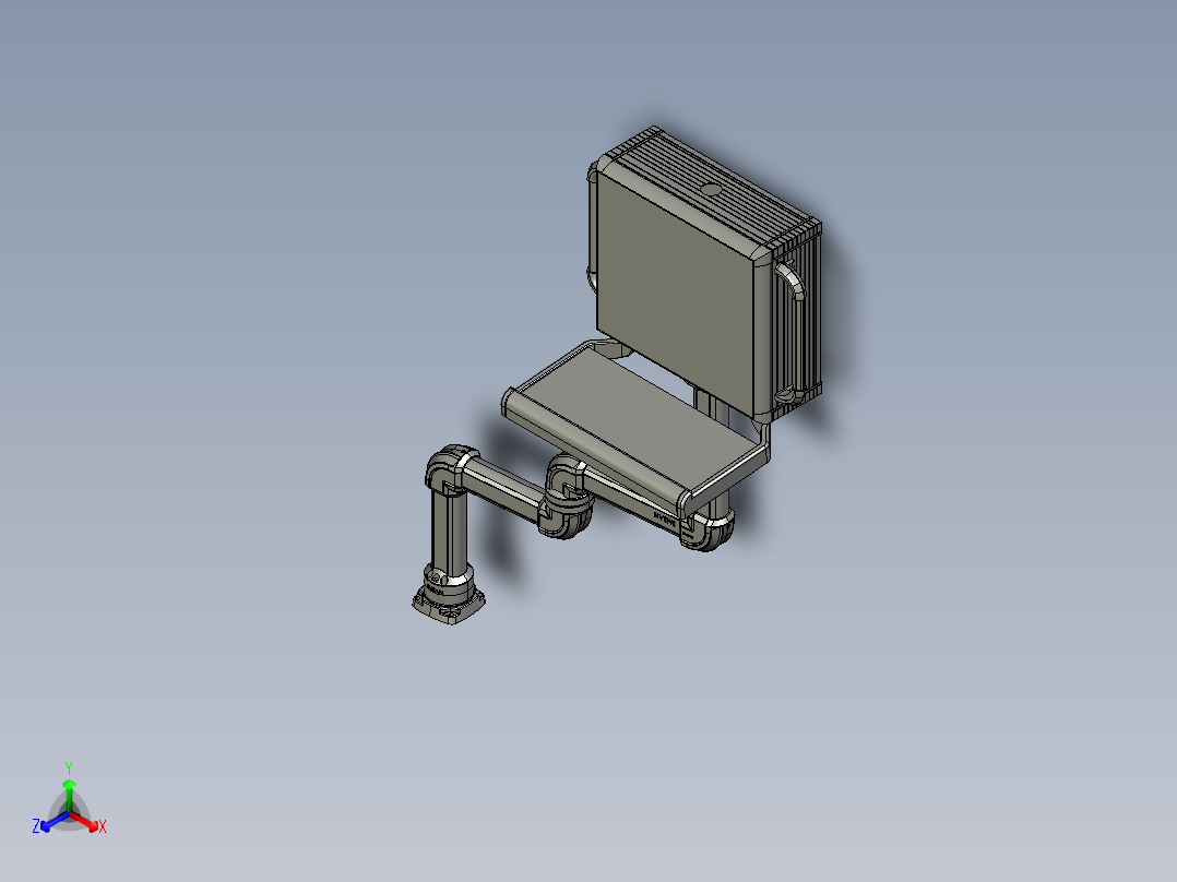 悬臂控制操控箱键盘支架-J4-旋转底座+转角-中间连接器-转角-箱体连接器-200-200-250-300正等轴测图