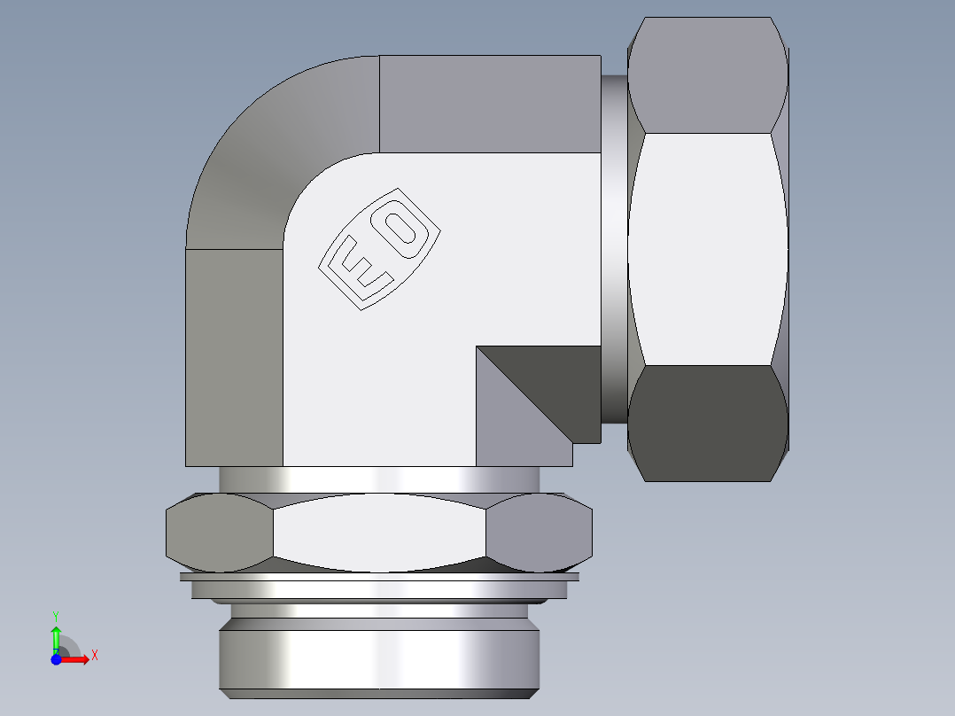 卡套式工业通用硬管接头EO_Adjustable_Locknut_elbow_WEE42ZLRCF前视图