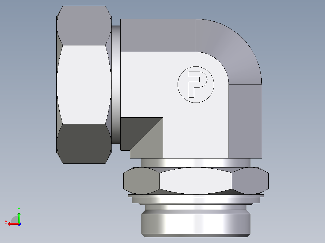 卡套式工业通用硬管接头EO_Adjustable_Locknut_elbow_WEE42ZLRCF后视图