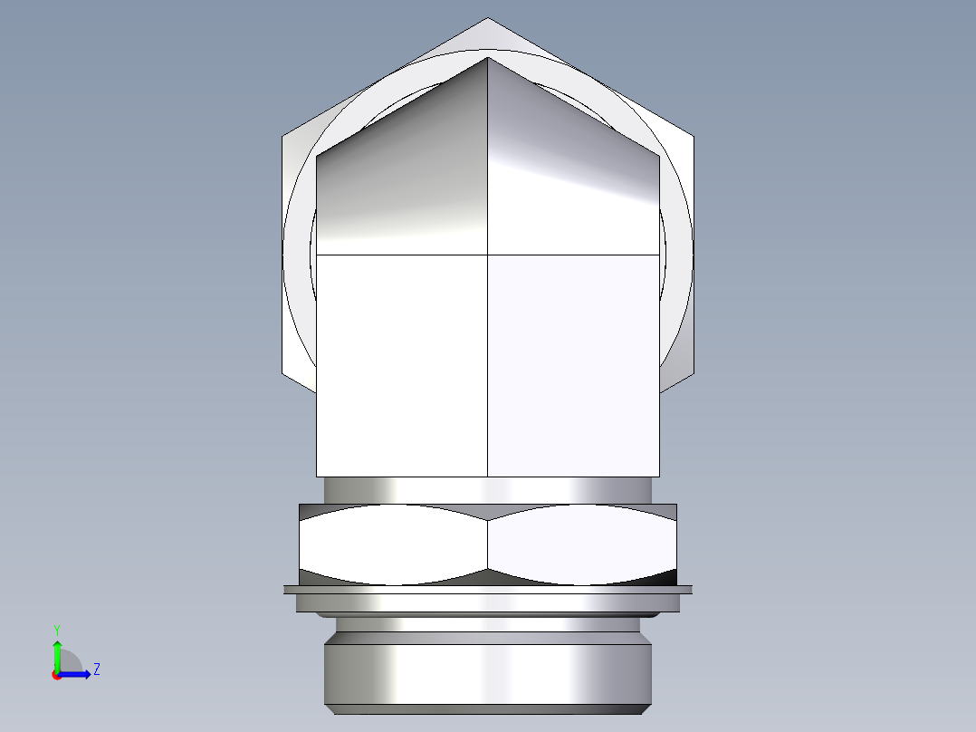 卡套式工业通用硬管接头EO_Adjustable_Locknut_elbow_WEE42ZLRCF左视图