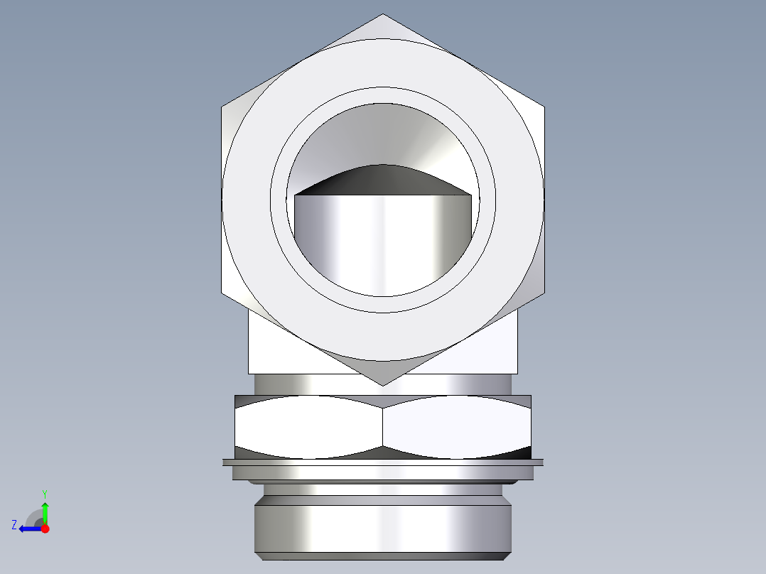 卡套式工业通用硬管接头EO_Adjustable_Locknut_elbow_WEE42ZLRCF右视图