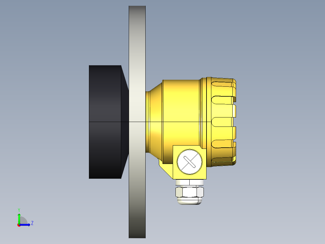 超声波设备-TRANSMITTER-RANGE-15m-49.2ft-PP-BODY-4-20-mA-2-WIRE-RELAY-HART-ANSI-FLANGE-5in左视图