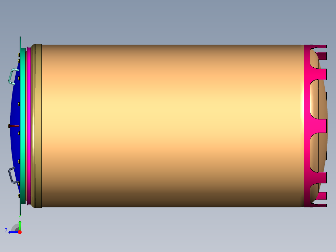 太空用钢瓶容器右视图