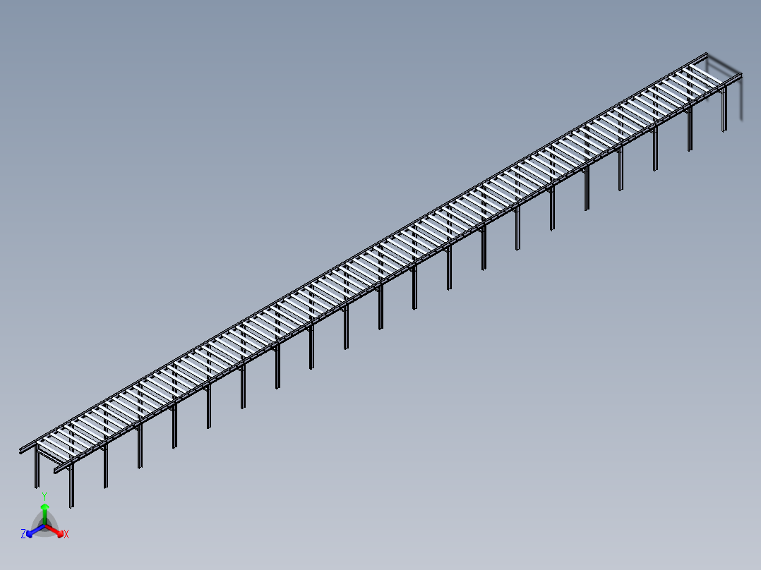 滚筒输送机20m长roller-conveyor-20m-long-STP正等轴测图