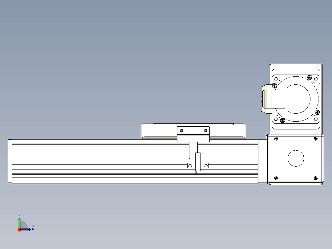 同步带全封闭直线模组TPA-HCB-105D-90-L100-RU-Y-P20-N3左视图