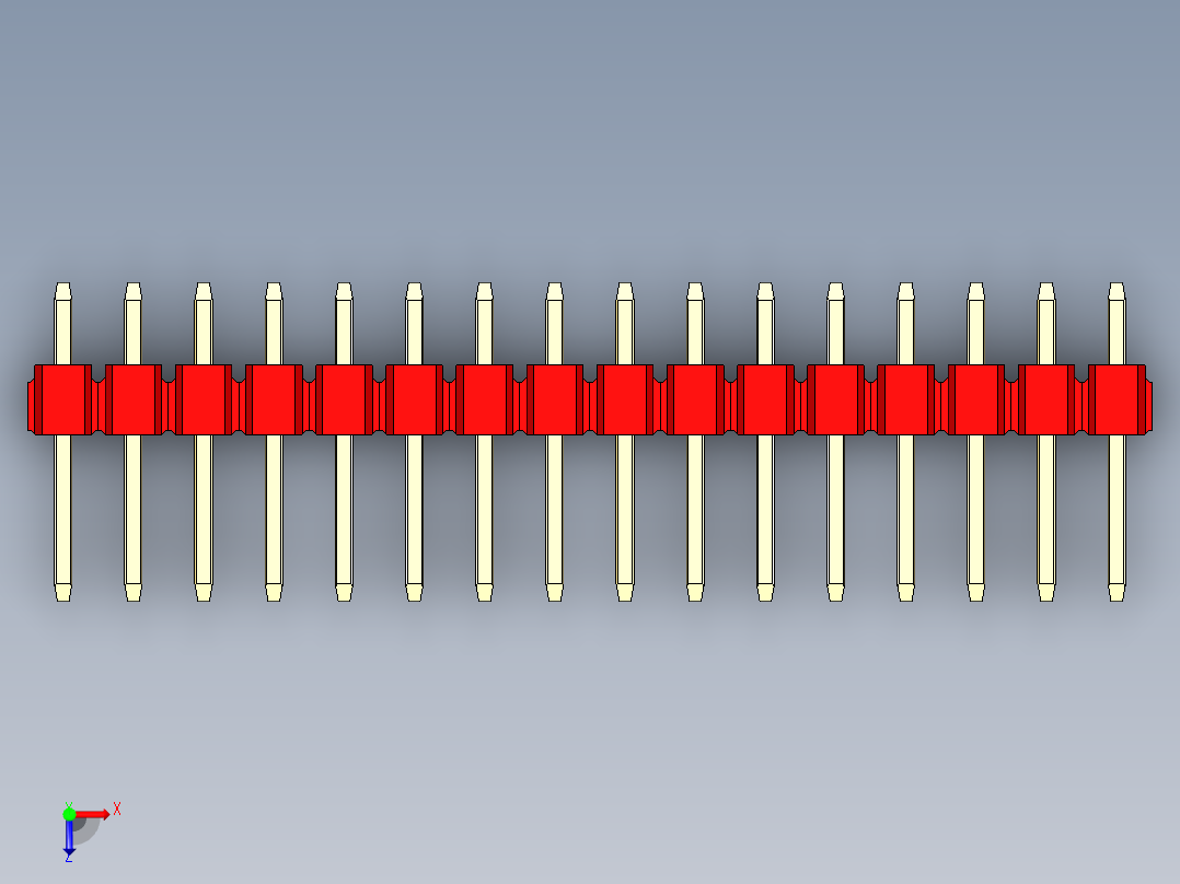 彩色公头100mil（2.54mm）系列-DS1021_red_1x16p_100mil_Type1_rev1.0俯视图