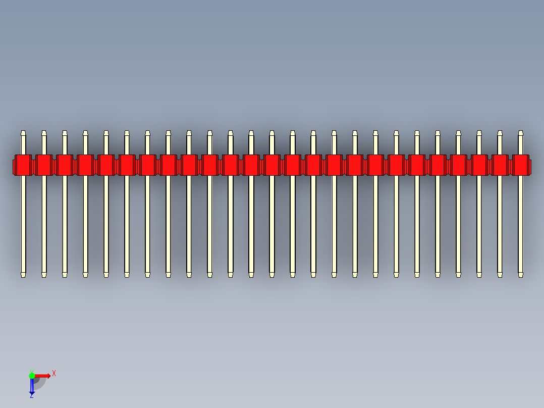 彩色公头100mil（2.54mm）系列-DS1021_red_1x25p_100mil_Type5_rev1.0俯视图