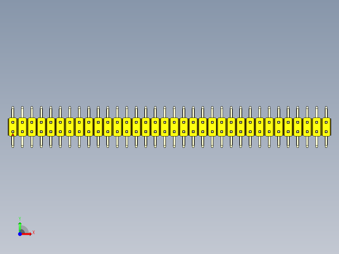 彩色公排针 100mil 2.54mm 系列-DS1022_yellow_68p_100mil_TypeSMT_rev1.0前视图