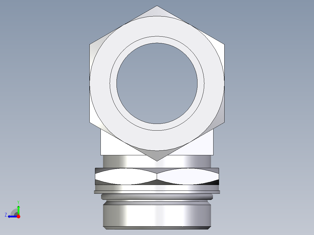 卡套式工业通用硬管接头EO_Adjustable_locknut_branch_tee_TEE42LMORCF右视图