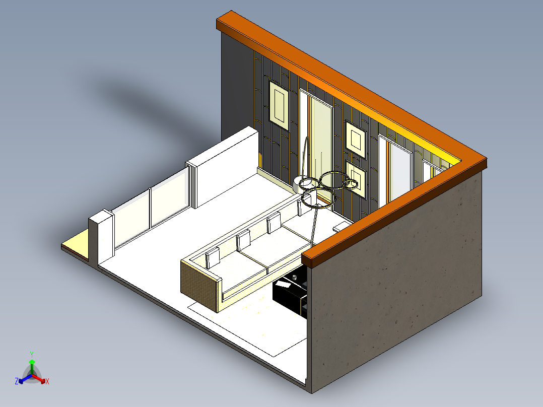 豪华客房设计正等轴测图