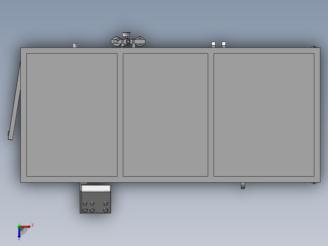 汽车天窗导轨锯切倒角机 非标自动化设备3D图纸3D模型俯视图