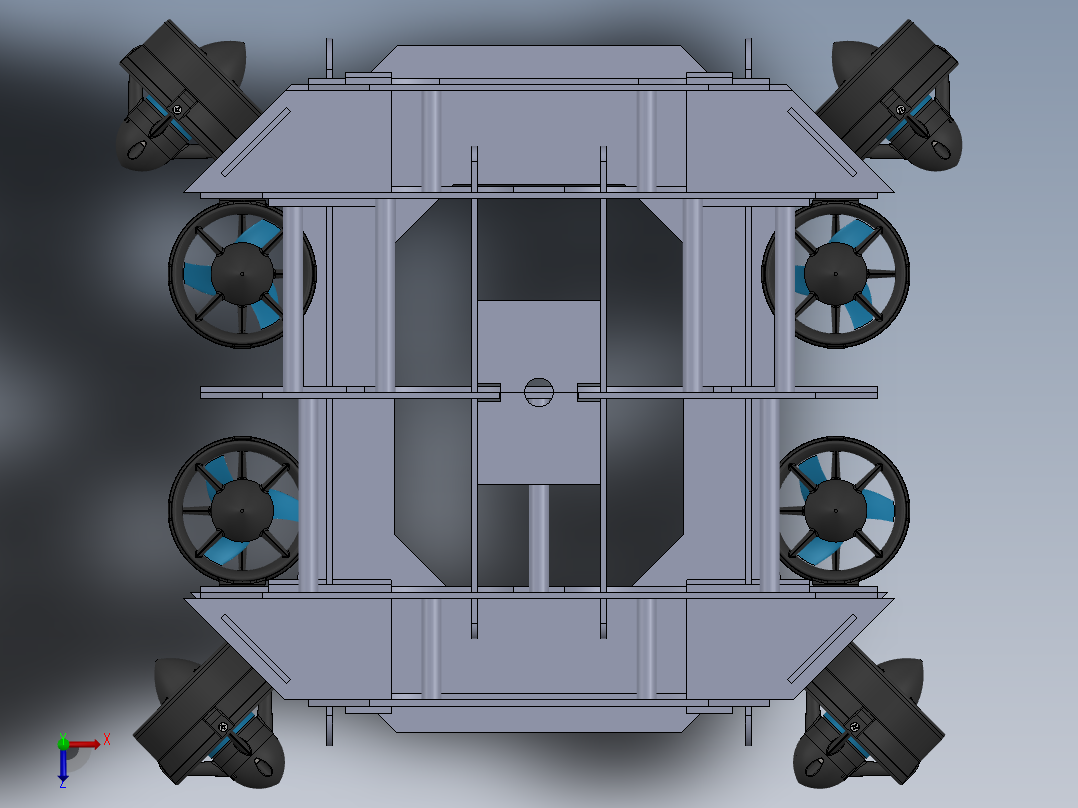 用于交配竞赛的 4 DOF ROV 概念水下潜航器--sw俯视图