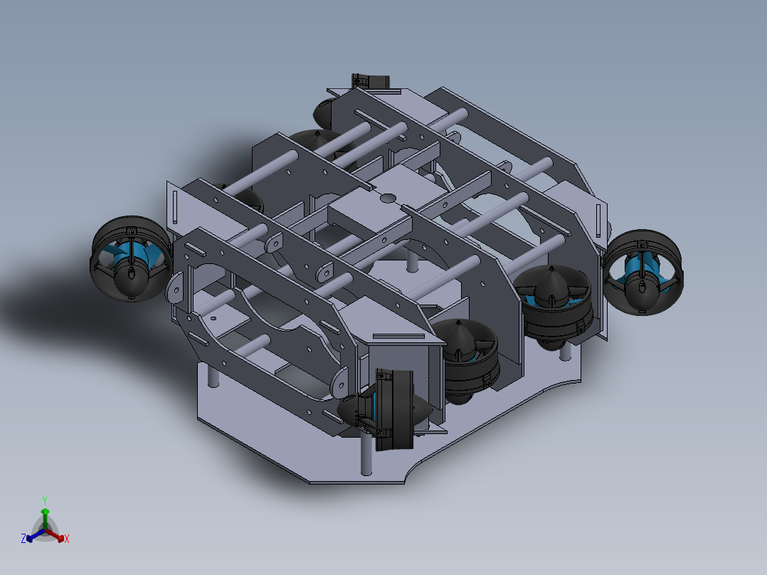 用于交配竞赛的 4 DOF ROV 概念水下潜航器--sw正等轴测图