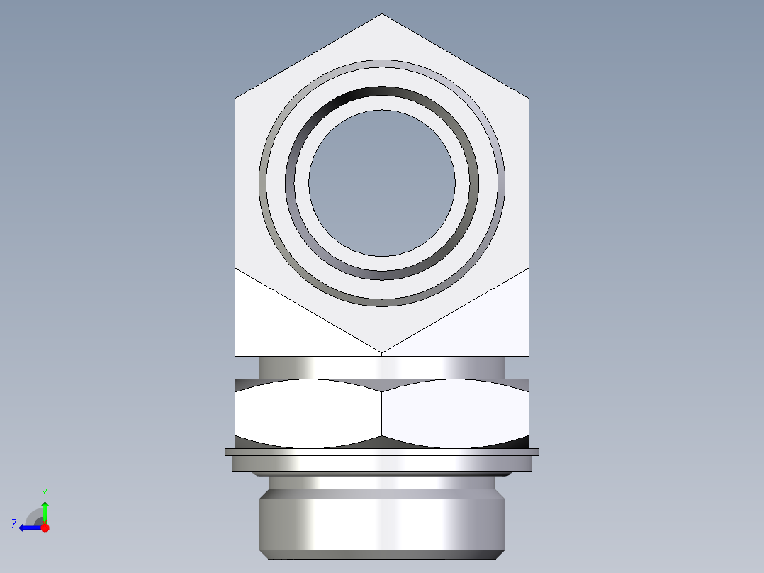 卡套式工业通用硬管接头EO_Adjustable_locknut_branch_tee_TEE30SROMDCF右视图