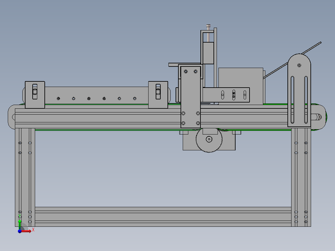 供料机自动化片料单张出料（sw18可编辑+工程图+bom）前视图